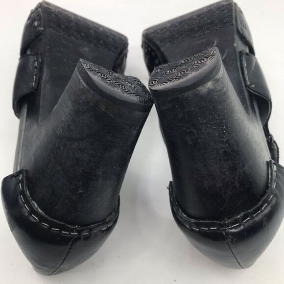 Dansko RYDER Black Leather Studded Heeled Platform Clogs - Picture 14 of 16